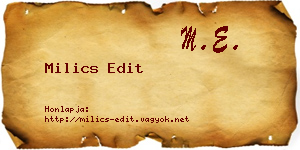 Milics Edit névjegykártya